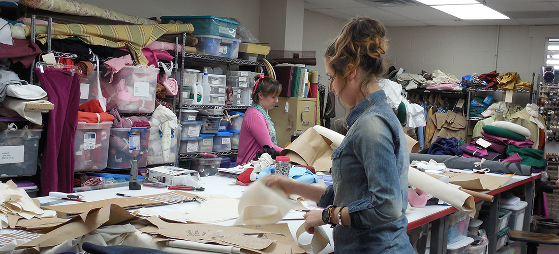 Mason theater students in costume shop